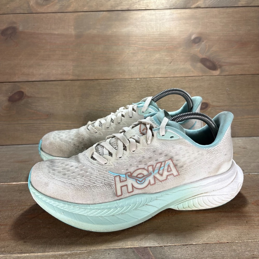 Hoka Mach 6 Womens size 8 shoes white Lace Up Mesh Cushioned Running sneakers